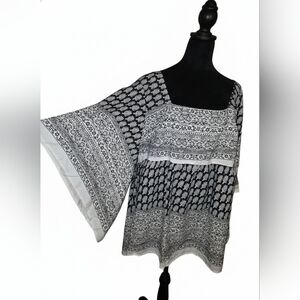 BOHO Black and White Lagenlook, Whimsigoth 2/3x Pit To Pit Is 24 Plus